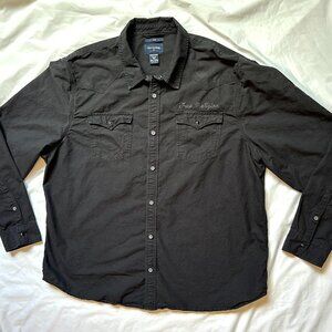 True Religion Shirt Mens 3XL Pearl Snap Black Western Long Sleeve Slim Fit